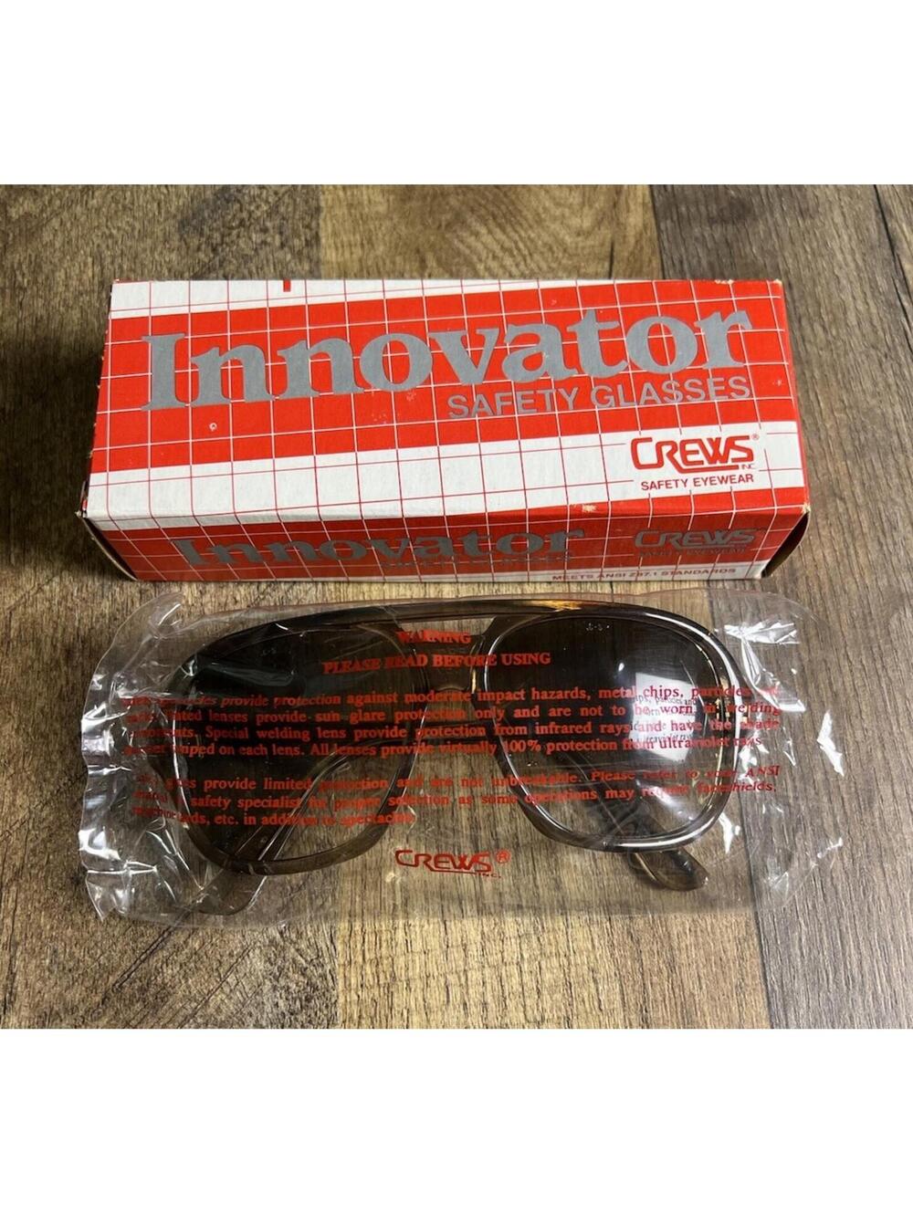 Vintage Crews Innovator Safety Glasses Tinted Aviator Motorcycle Biker 58CV Z87